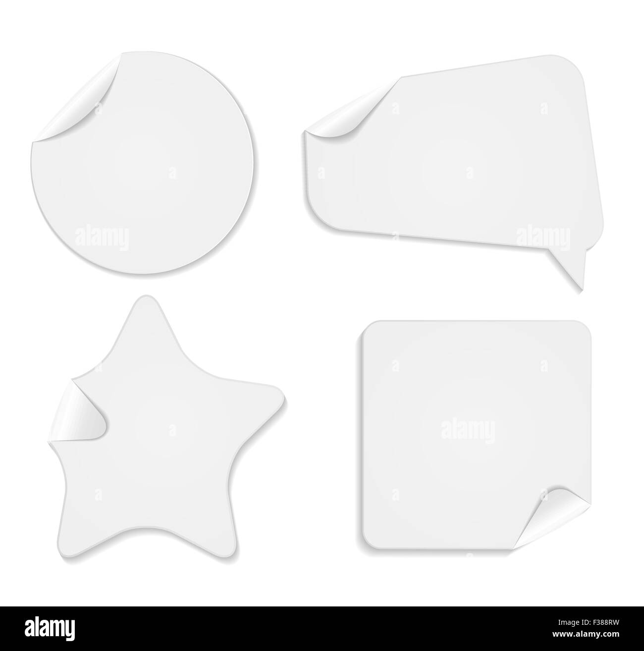 Papier blanc réaliste autocollants isolé sur fond blanc vect Illustration de Vecteur