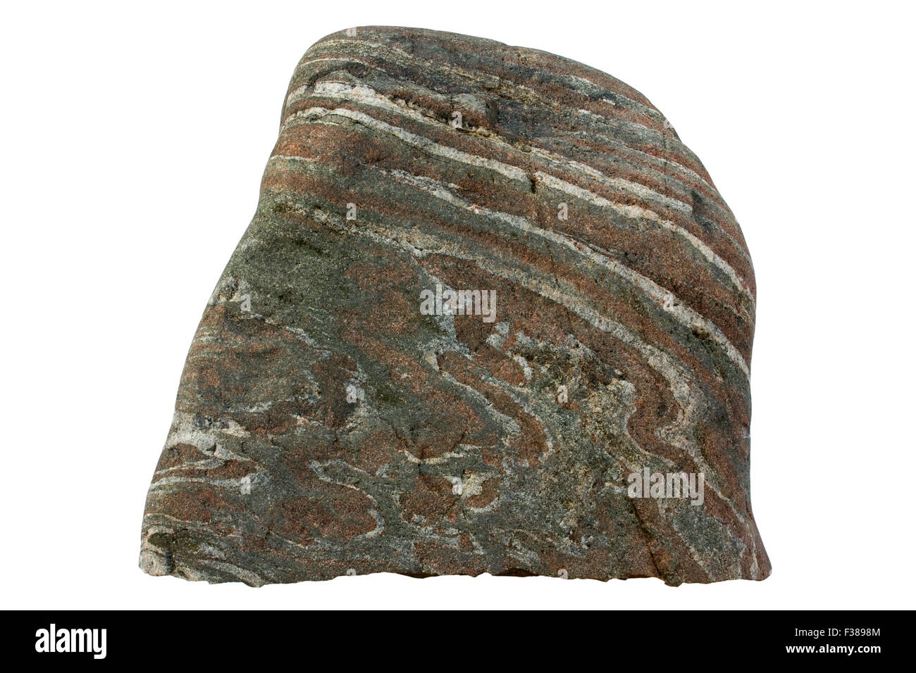 Minéraux lourds métamorphisés du sable (metaplacer). Le grenat est rouge, noir est la magnétite, le blanc est le quartz. Banque D'Images