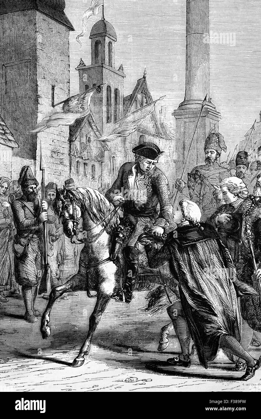 L'arrivée des troupes russes pendant le soulèvement de Varsovie de 1794, l'insurrection armée par la population de la ville. Il a été soutenu par l'armée polonaise et visant à se débarrasser de contrôle russe de la capitale polonaise. Banque D'Images