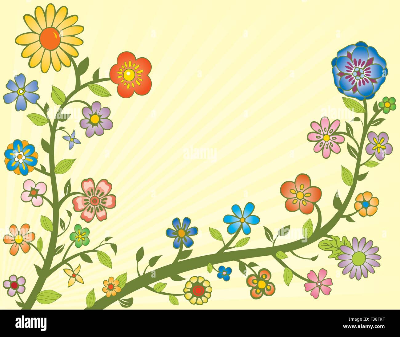 Fleurs colorées sur des vignes Illustration de Vecteur