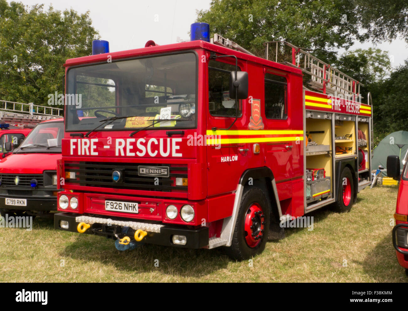 1989 Dennis RS construit la pompe à incendie de secours.Essex Fire Service .photographiés à l'Odiham Fire Show 2015 Banque D'Images