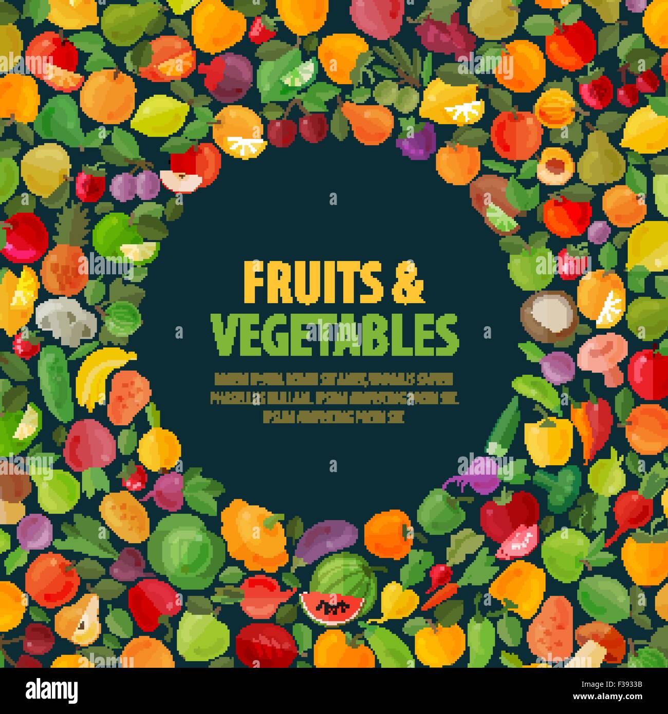 Fruits et légumes logo vector modèle. la nourriture ou les icônes de jardin Illustration de Vecteur