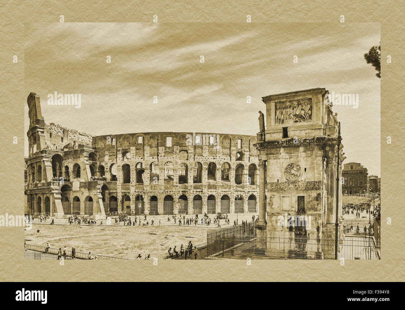Le Colisée est le plus grand amphithéâtre. L'Arc de Constantin est situé en face du Colisée, Rome, Latium, Italie Banque D'Images