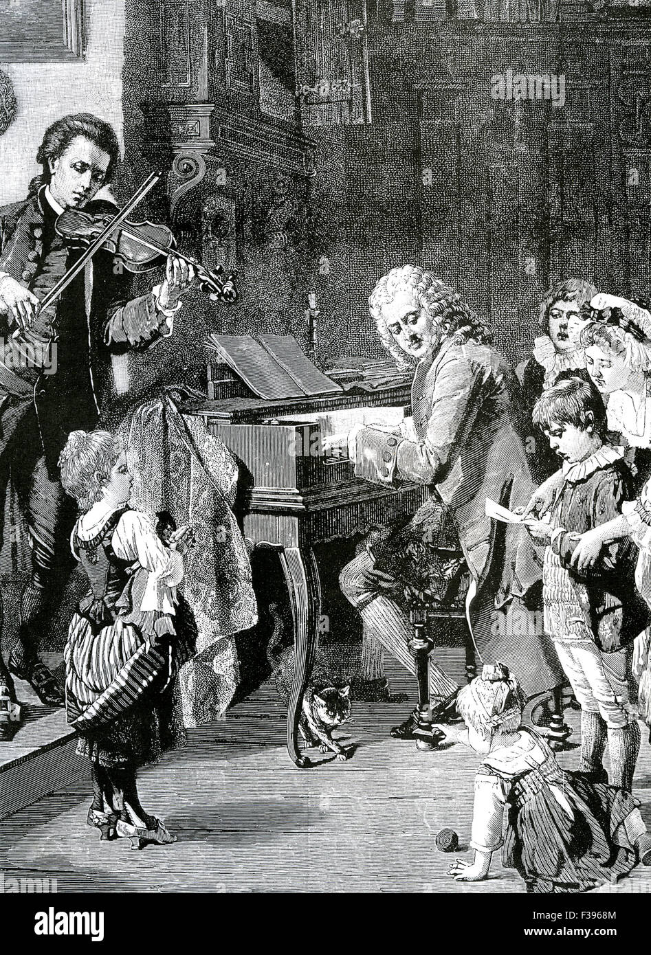 JOHANN Sebastian Bach (1685-1750) compositeur allemand dans une gravure d'après la peinture de 1870 par Toby Rosenthal Banque D'Images