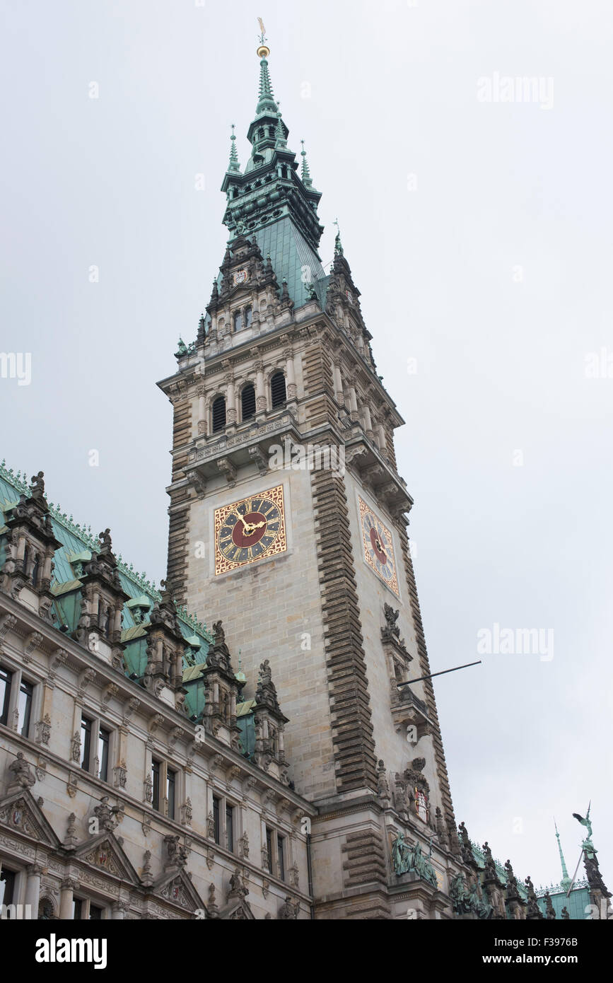 Avis de l'Hôtel de ville, Rathaus Markt, Hambourg, Allemagne. Banque D'Images