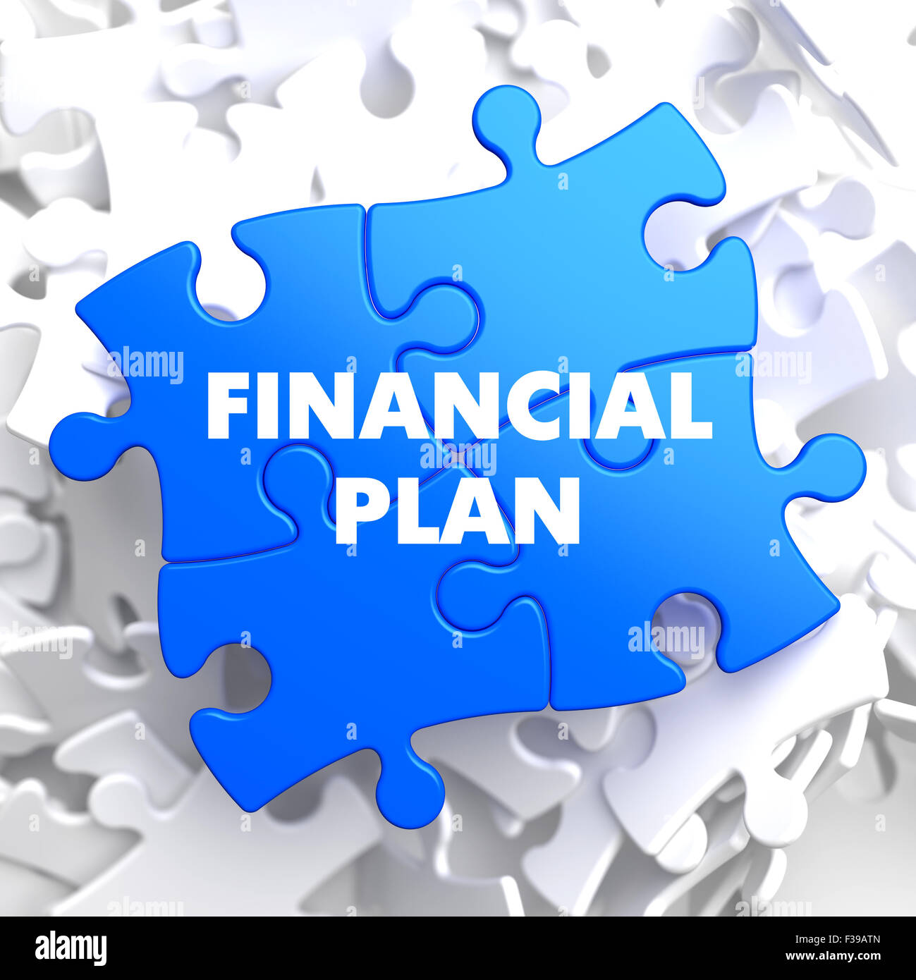 Sur le plan financier Puzzle bleu sur fond blanc. Banque D'Images