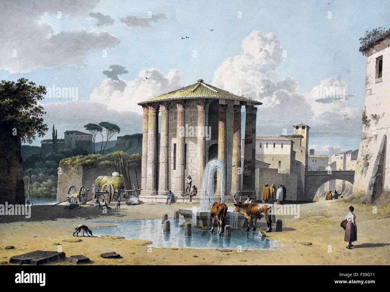 Temple de Vesta à Rome 1809 Italie italien ( Romain ) Josephus Augustus Knip 1777-1847 Pays-Bas néerlandais ( aquarelle ) Banque D'Images