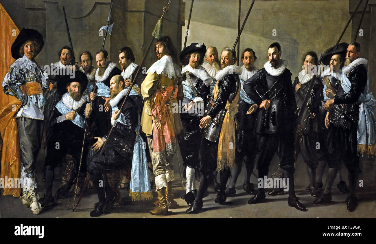 La compagnie du Capitaine Reinier Reael et du Lieutenant Cornelis Michielsz. Blaeuw, connu sous le nom de 'Meagre Company 1633-1637 Frans Hals (1582/1583-1666) et Jan Porcellis (1599-1678) Néerlandais Pays-Bas Banque D'Images