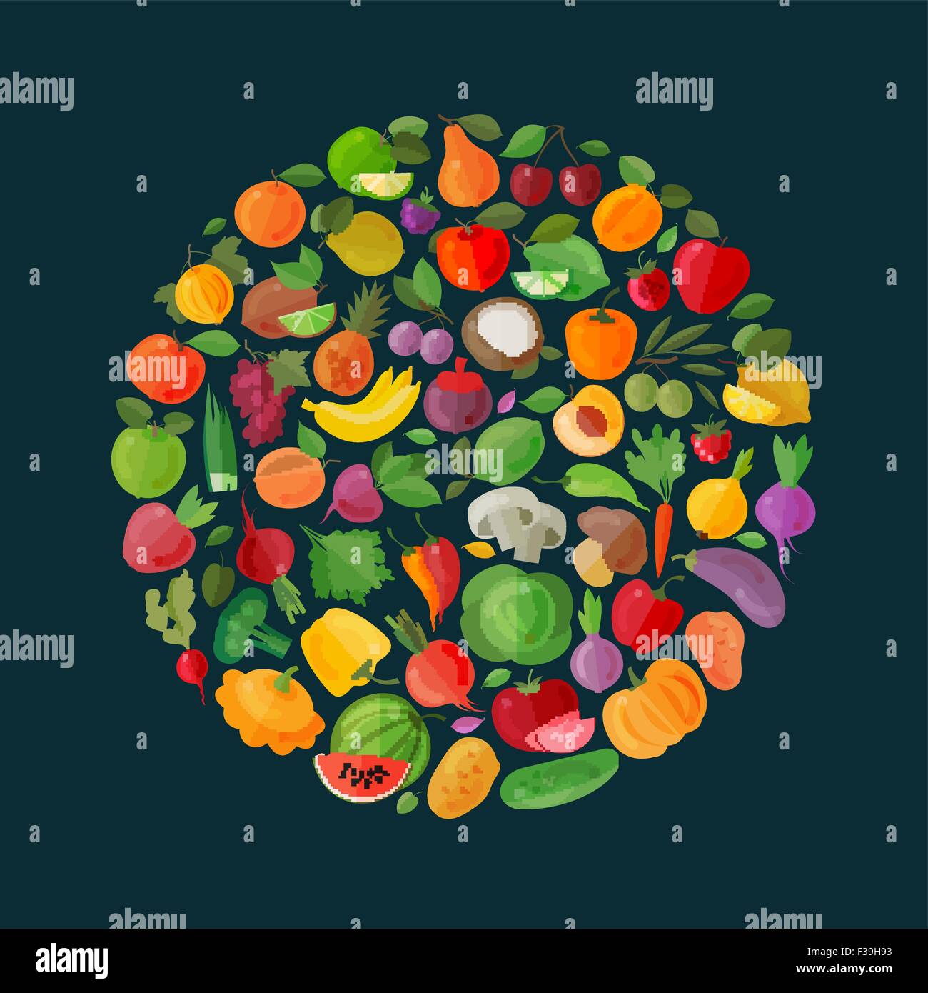 Fruits et légumes logo vector modèle. la nourriture ou les icônes de jardin Illustration de Vecteur