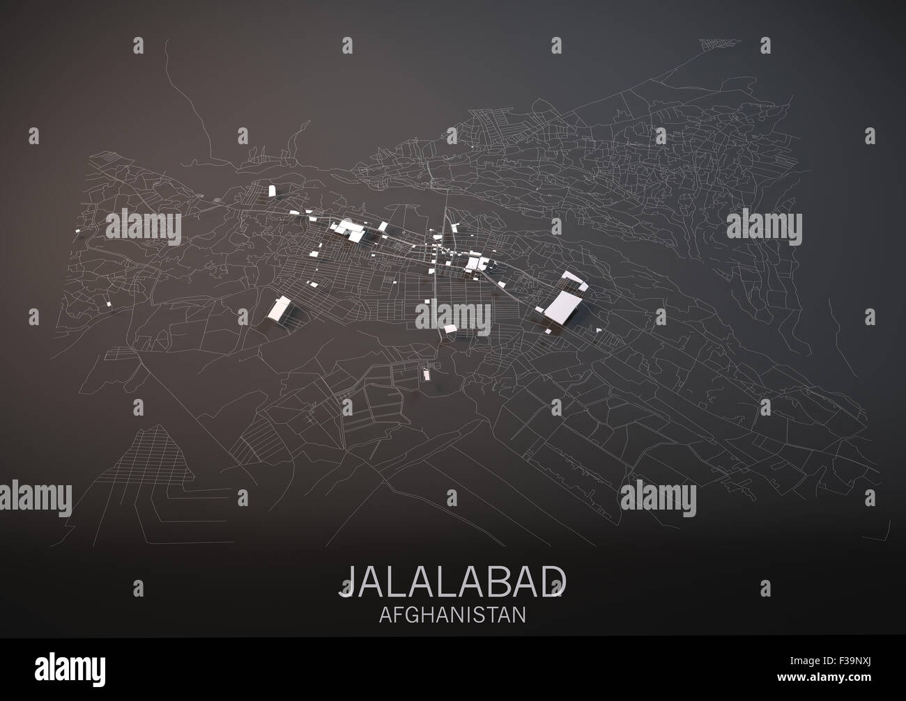 Plan de Jalalabad, en Afghanistan, la vue satellite, carte en 3d Banque D'Images