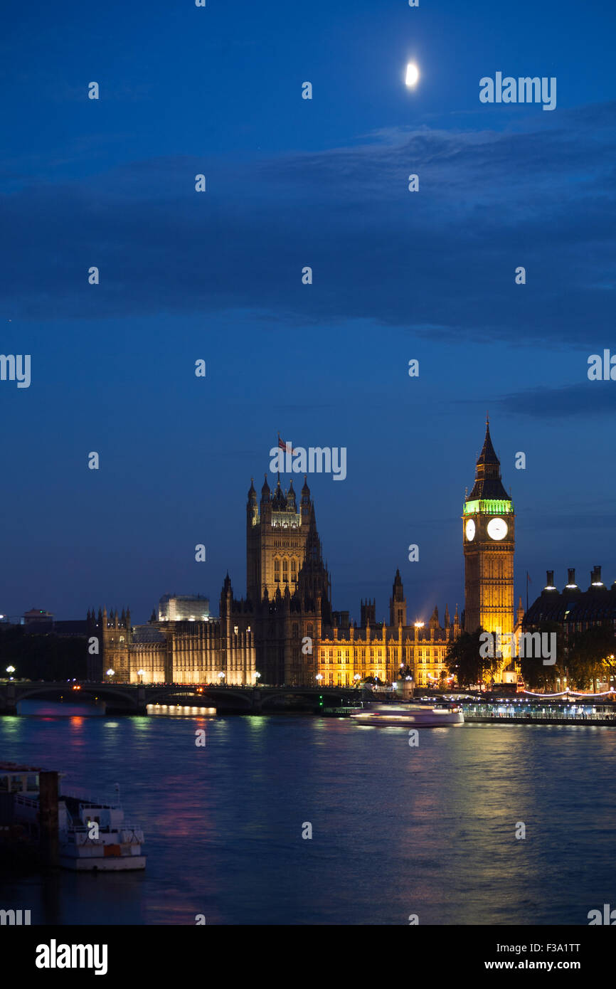 Big Ben et les Maisons du Parlement ou la nuit, Westminster, London Banque D'Images