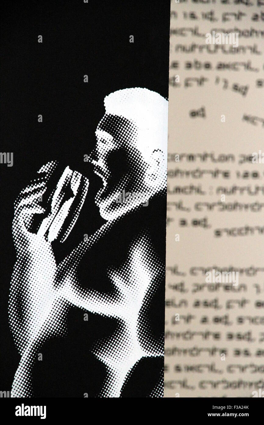 Gros homme libre et de l'alimentation mots associés à l'Expo 2015 à Milan, Italie Banque D'Images