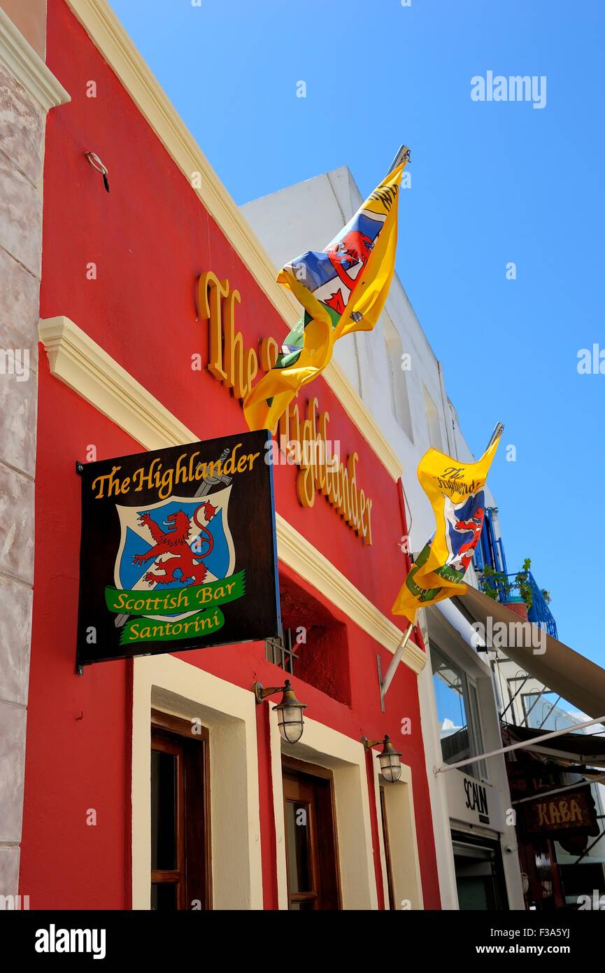 L'Highlander Écossais un bar à thème sur l'île de Santorini Grèce Banque D'Images