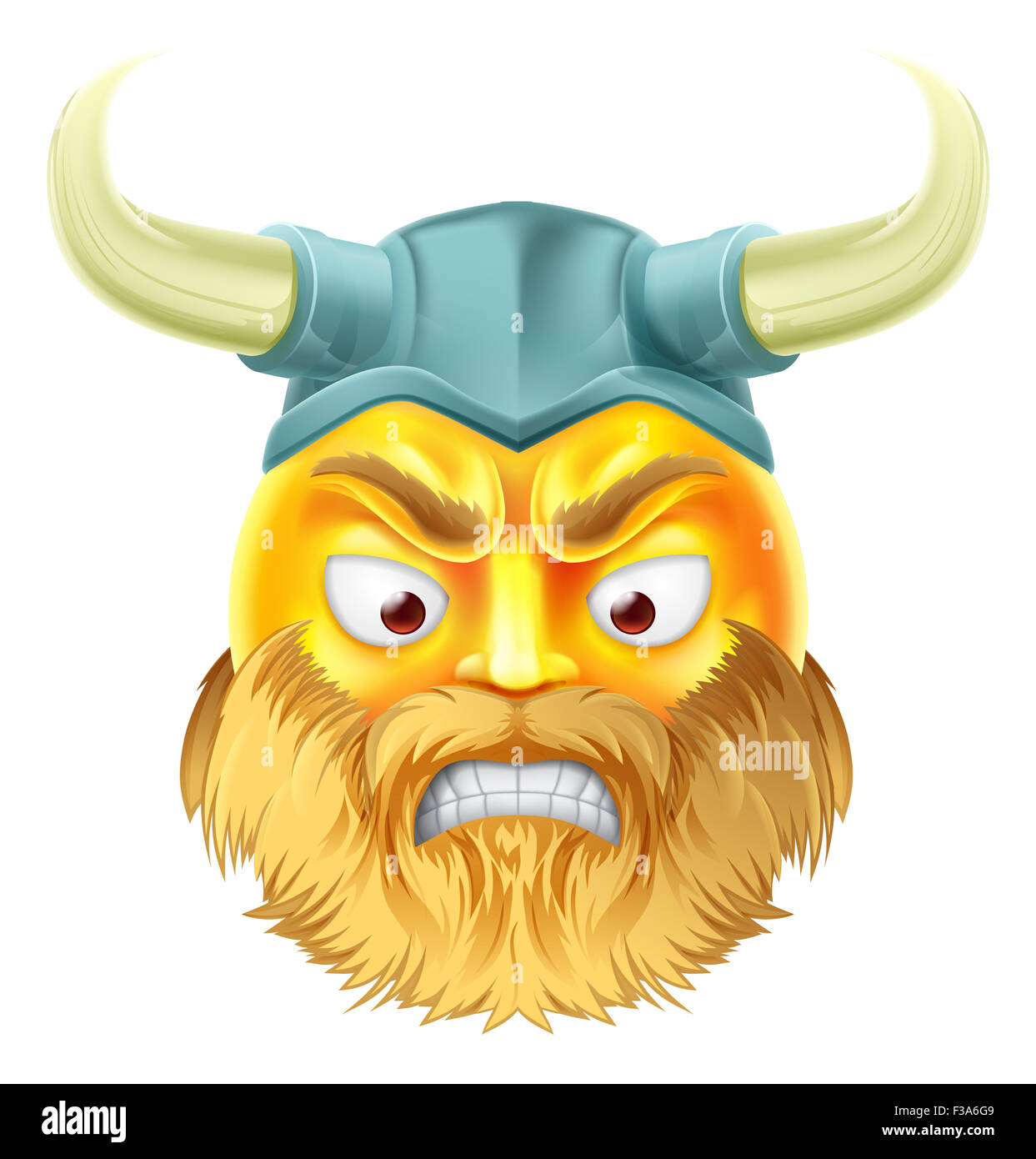 Un smiley emoticon emoji viking à caractère très en colère Banque D'Images