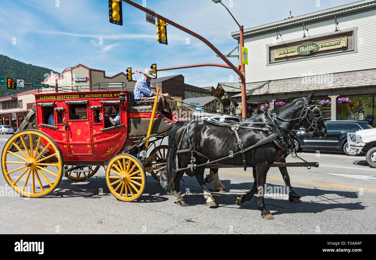 Le Wyoming, Jackson, stagecoach utilisé pour des visites de la ville Banque D'Images