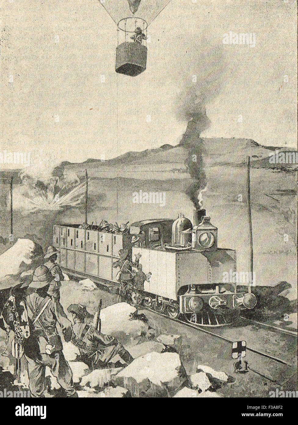 Train blindé & Ballon guerre Guerre des Boers Banque D'Images