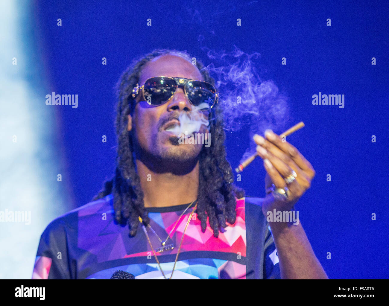 Le rappeur américain Snoop Dogg exécute sur scène lors de la deuxième journée de l'année 2015, la vie est belle fête à Las Vegas Banque D'Images