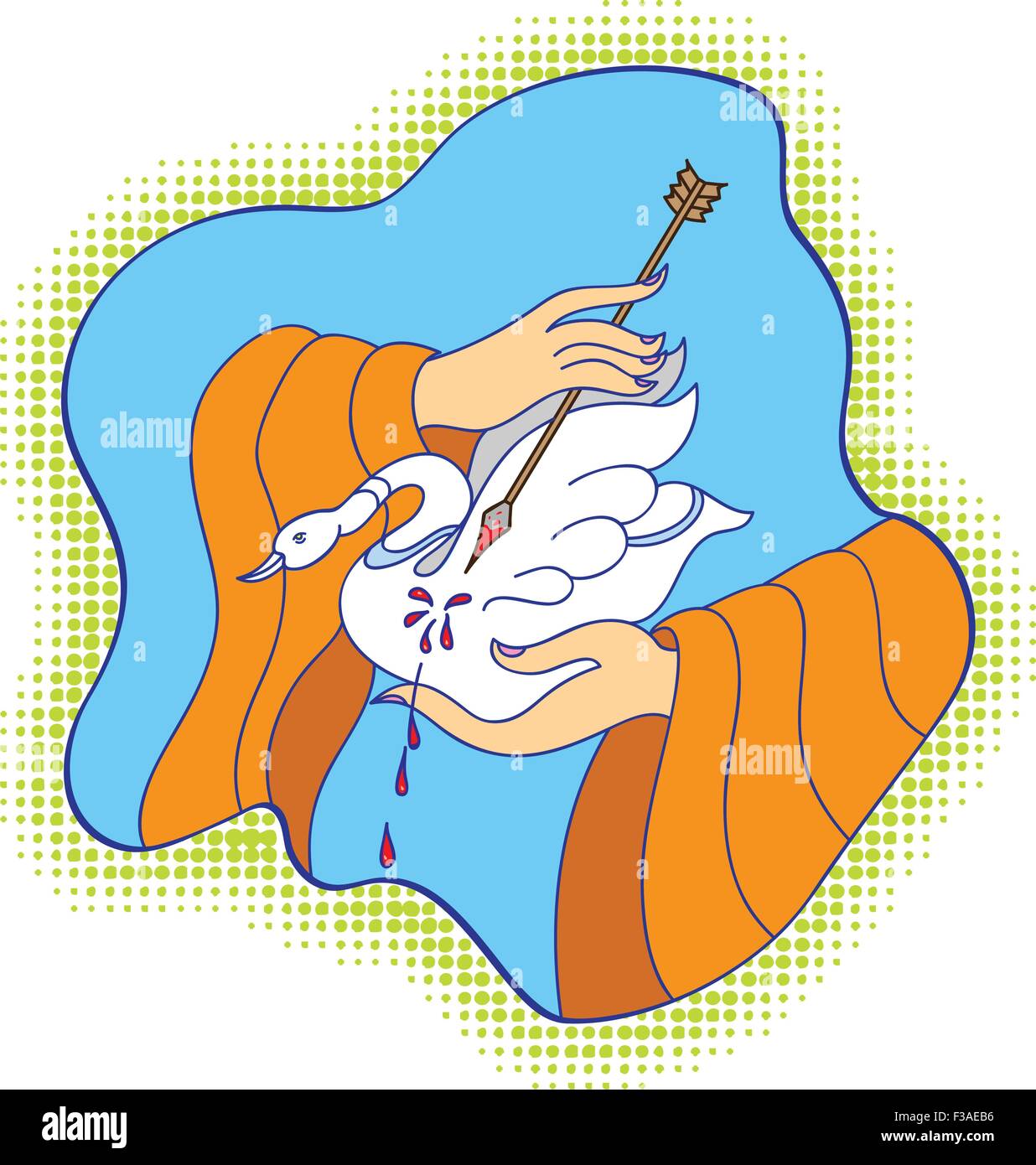 Siddharta Gautama (Bouddha) Sauver l'oiseau, qui est le point tournant de sa vie Vector Art Illustration de Vecteur