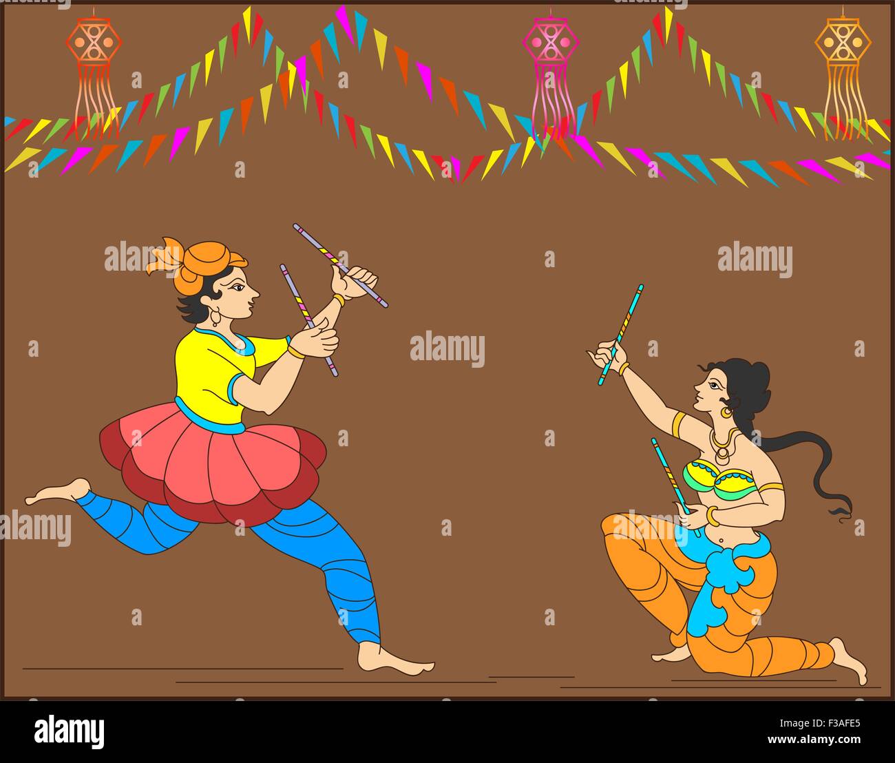 Garba danse indienne art vectoriel Illustration de Vecteur