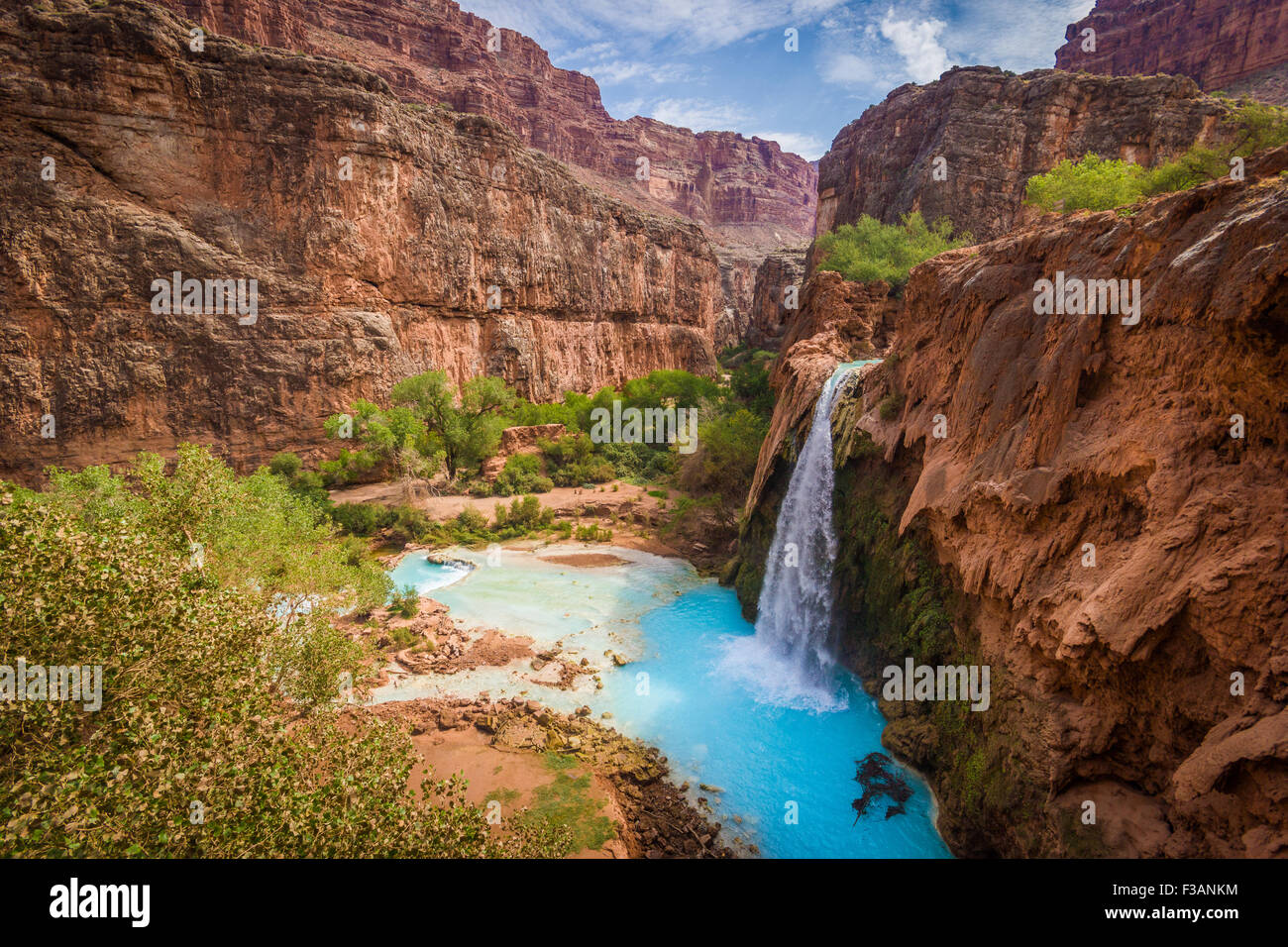 Arizona, Grand Canyon, Havasu Falls Havasupai dans la réserve indienne. Banque D'Images