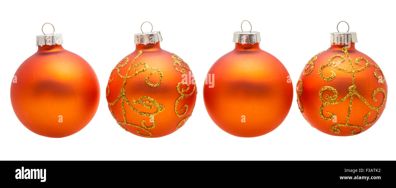 Décorations de Noël - quatre boules de noël orange isolé sur fond blanc  Photo Stock - Alamy