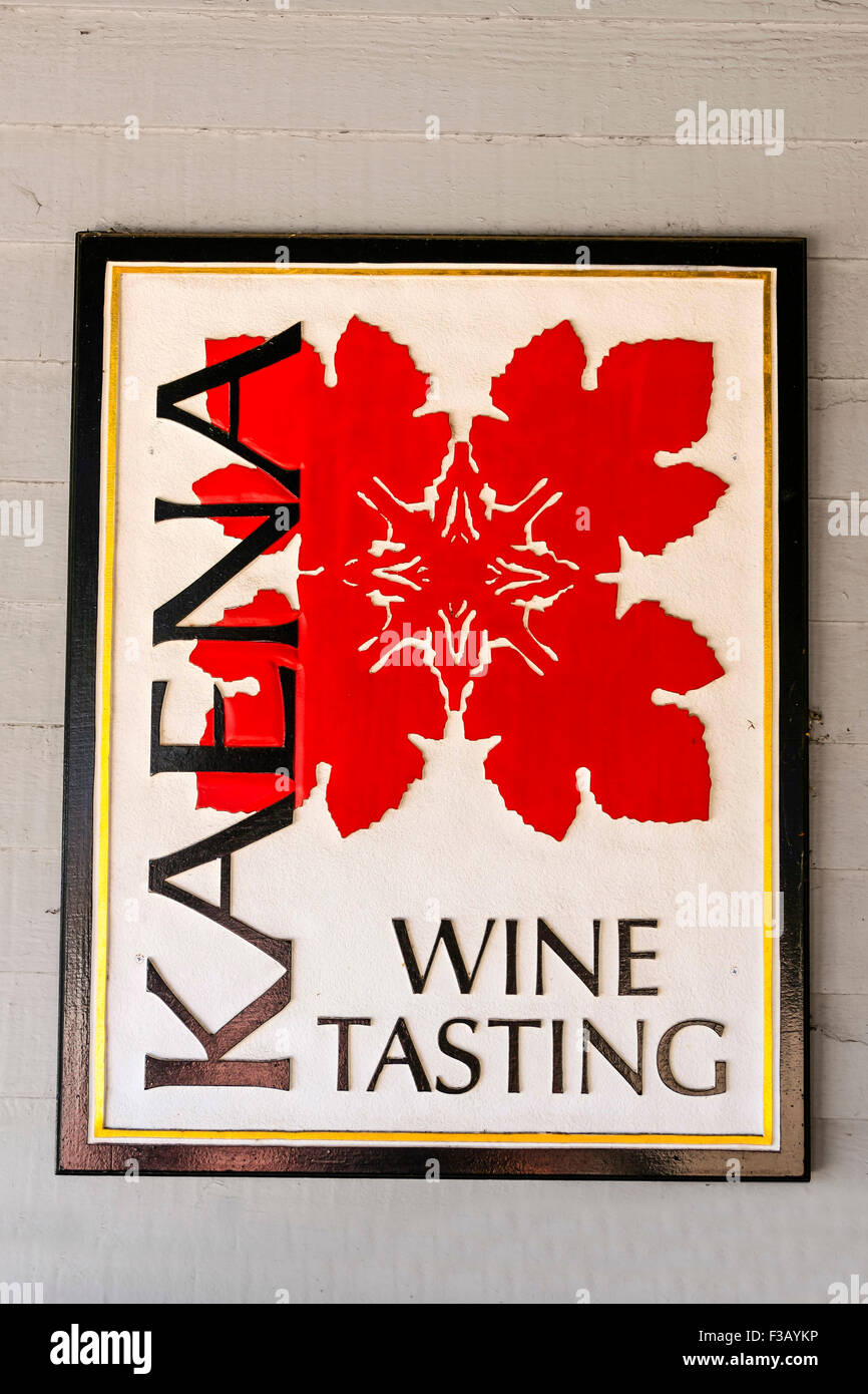 Kaene vignes affiche murale à l'extérieur de leur magasin de dégustation de vin en Californie à Los Olivos Banque D'Images