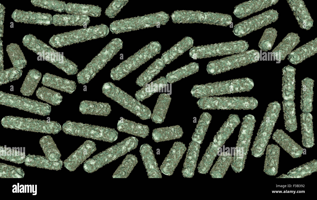 Escherichia coli, également connu sous le nom de bactéries E. coli dans les sciences de la santé en image 3D'arrière-plan Banque D'Images