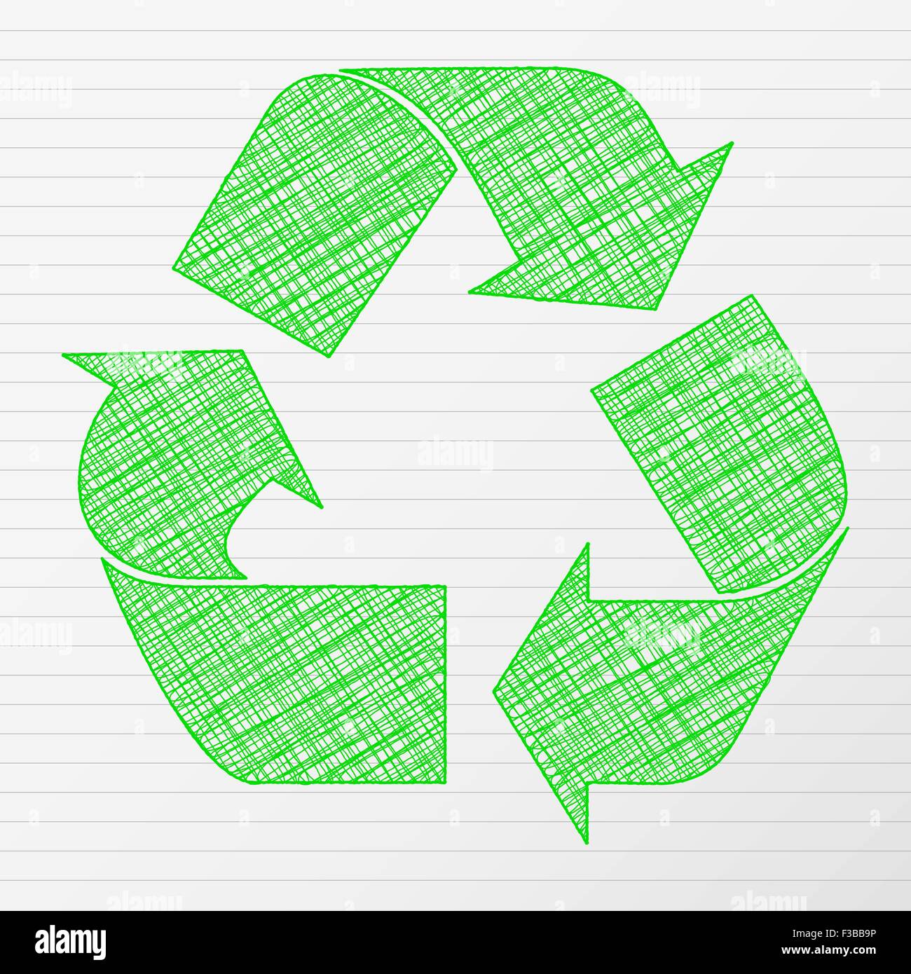 Dessin vert symbole de recyclage. Vector illustration. Illustration de Vecteur