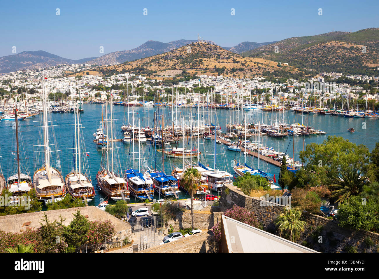 Portrait de port et marina de Bodrum, Turquie mer Egéé Banque D'Images