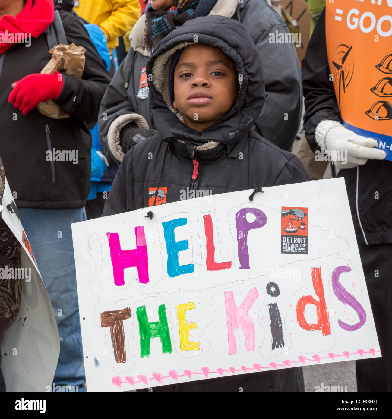 Detroit, Michigan - Le Detroit Marche pour la Justice, qui a réuni des personnes concernées par l'environnement, de la justice raciale, Banque D'Images