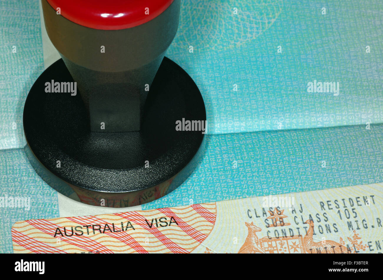 Visa australien et de l'immigration et de passeport de l'outil d'emboutissage Banque D'Images