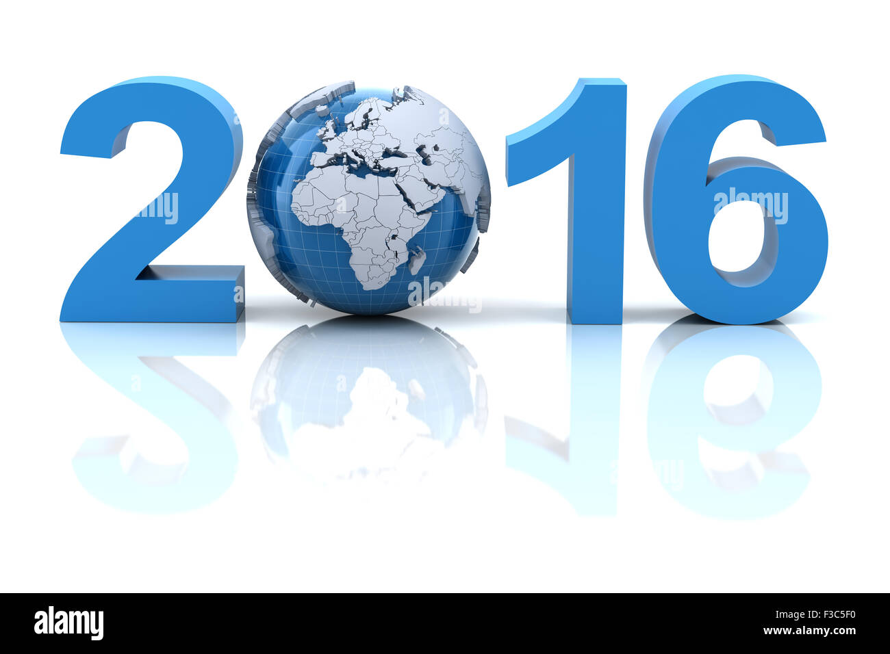 Nouvelle année 2016 avec globe Banque D'Images