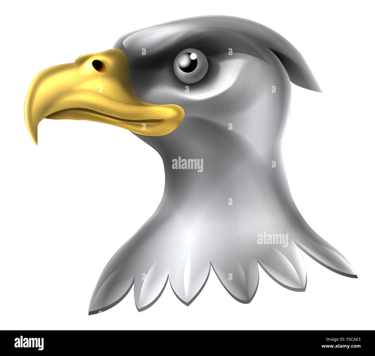 Une illustration d'une tête d'aigle à tête métallique brillant Banque D'Images