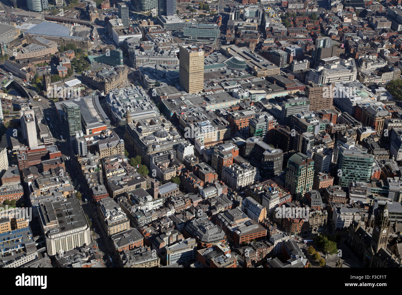Vue aérienne du centre-ville de Manchester, Royaume-Uni Banque D'Images