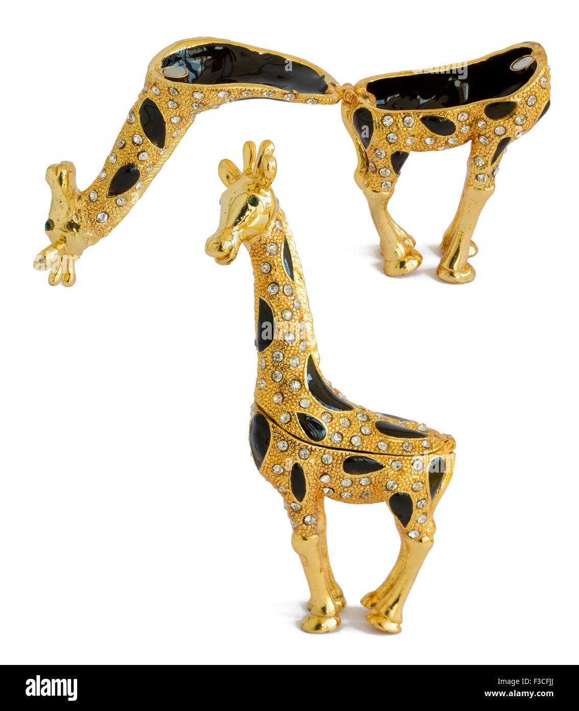 Moscou, Russie - 18 septembre 2015 : la production de masse de l'industrie russe chinois. Une girafe - boîte en métal pour bijoux. S Banque D'Images