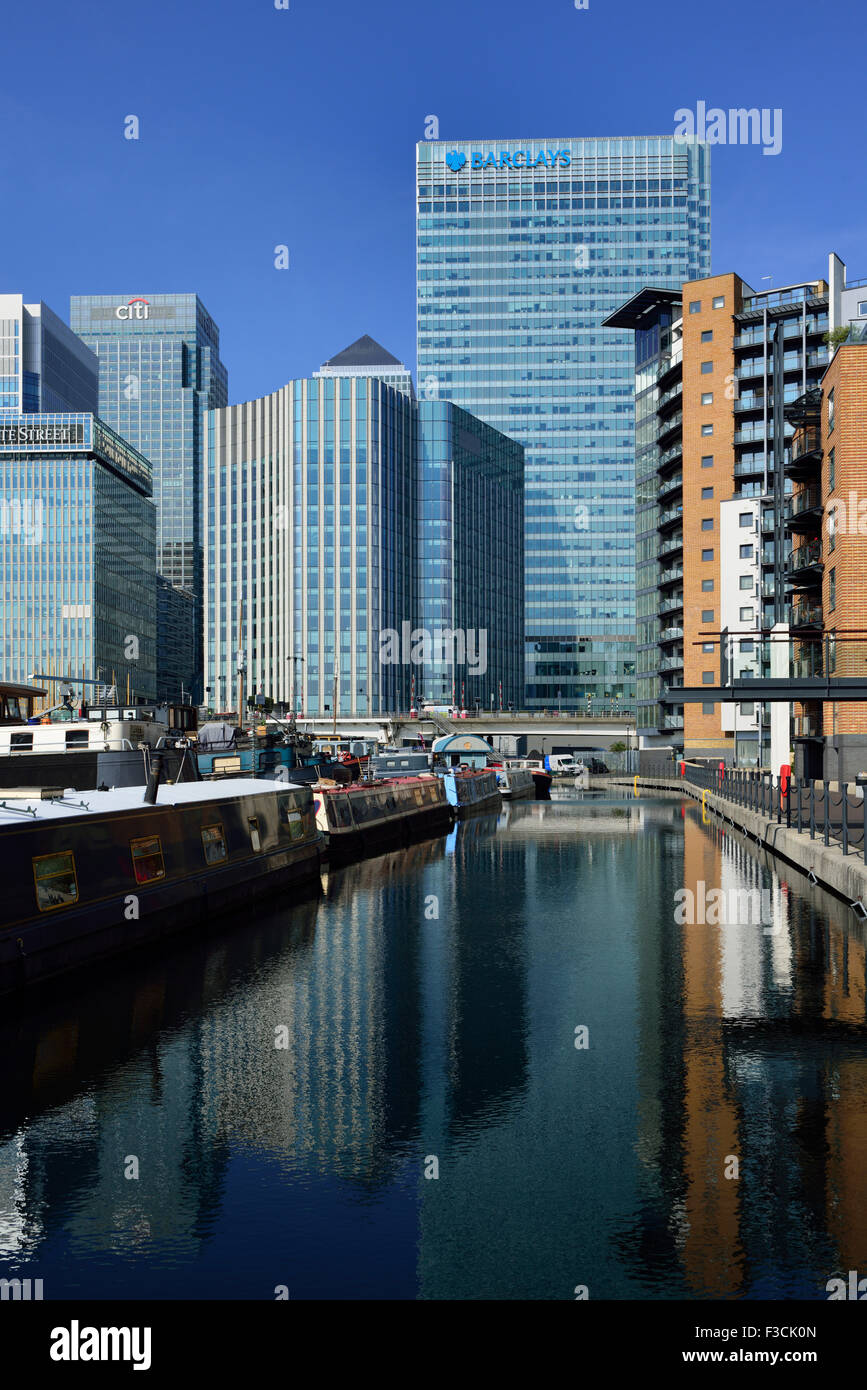 Bassin de Blackwall, Canary Wharf, London E14, Royaume-Uni Banque D'Images