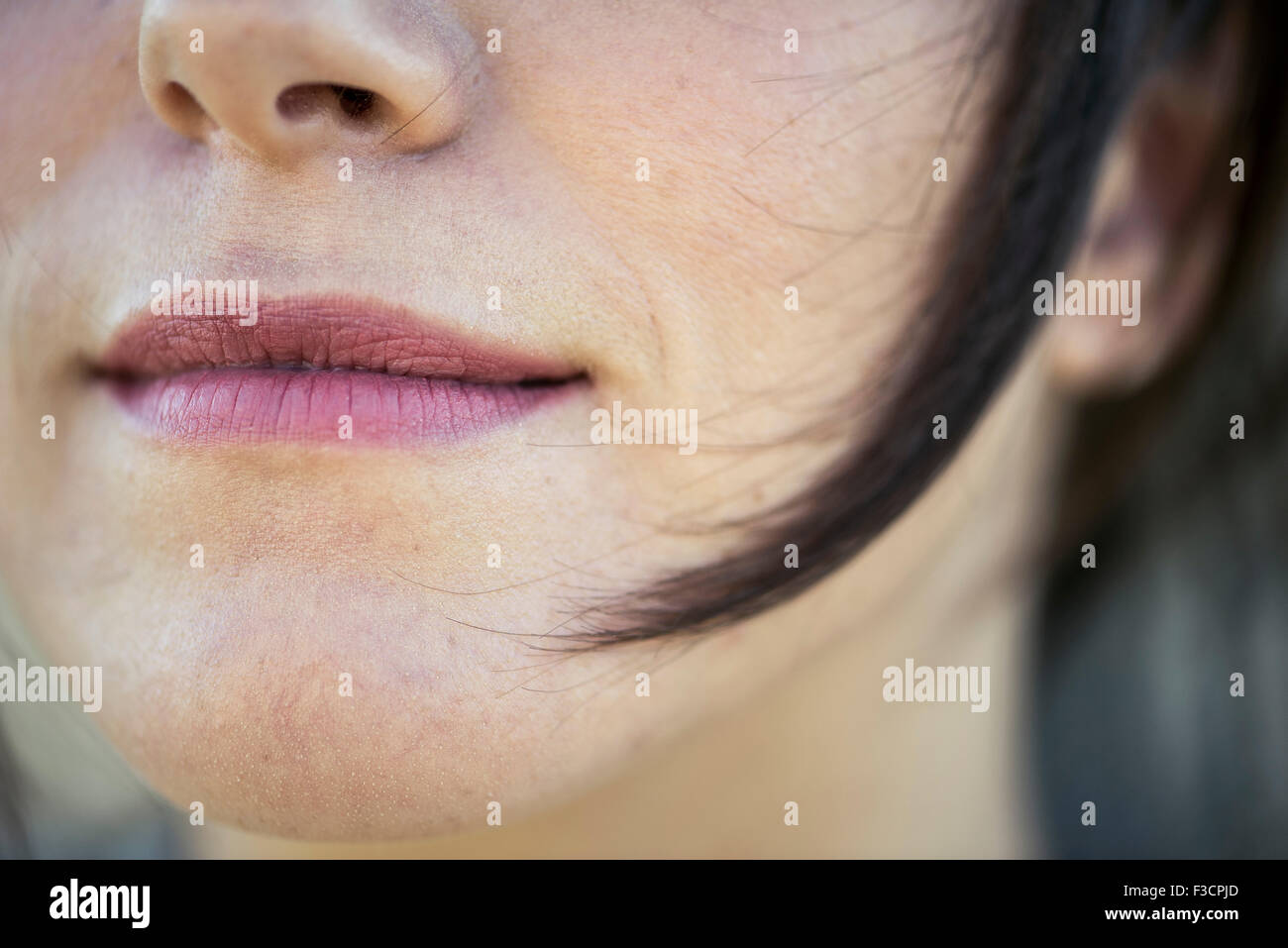 Bouche de femme, close-up Banque D'Images