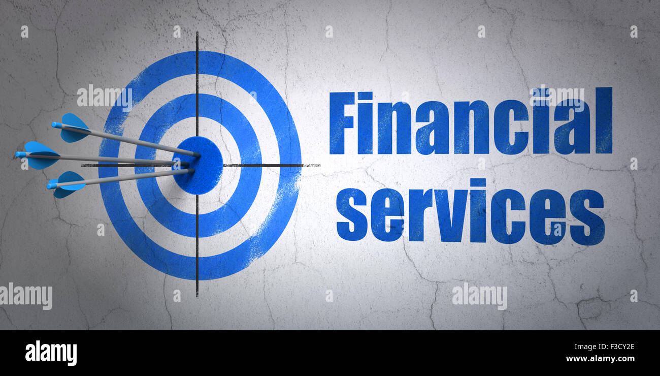 Concept bancaire : cible et les services financiers de Wall background Banque D'Images
