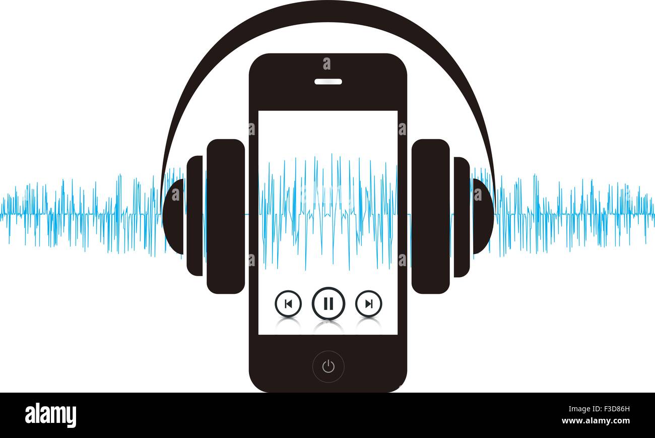 Vector, Smartphone, écouteurs, Musique, Téléphone, Audio Illustration de Vecteur