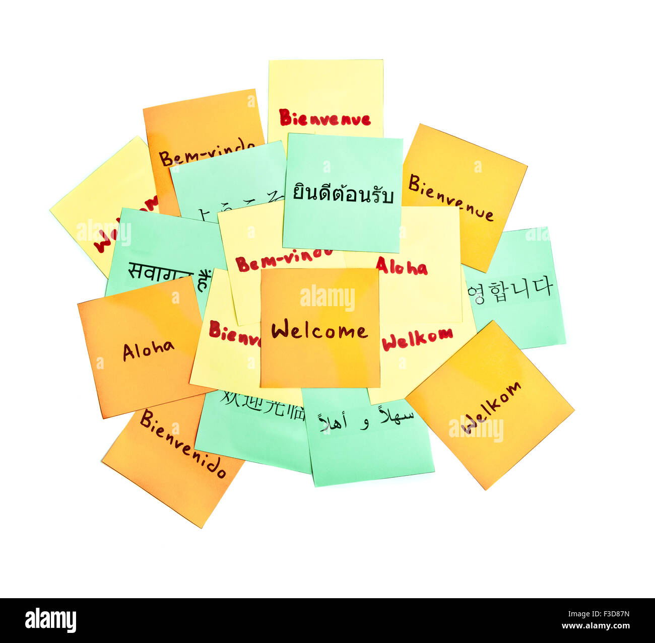 Tag Cloud Bienvenue sur la couleur des trombones Banque D'Images