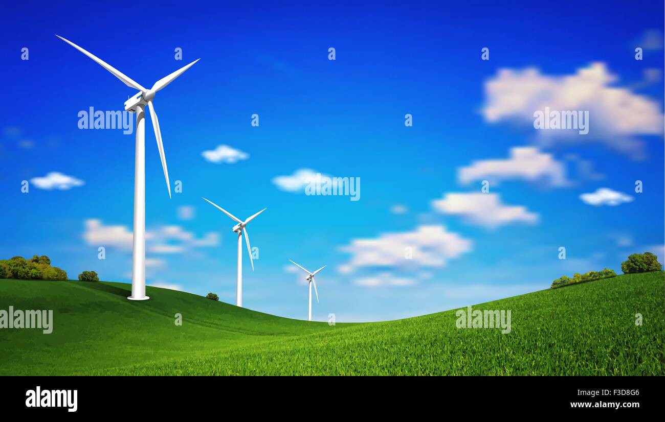 Cette image est un fichier vectoriel représente une illustration paysage d'éoliennes. Illustration de Vecteur