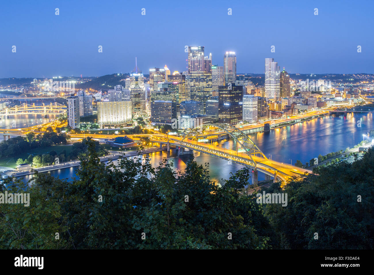 Vue sur le centre-ville de Pittsburgh Banque D'Images
