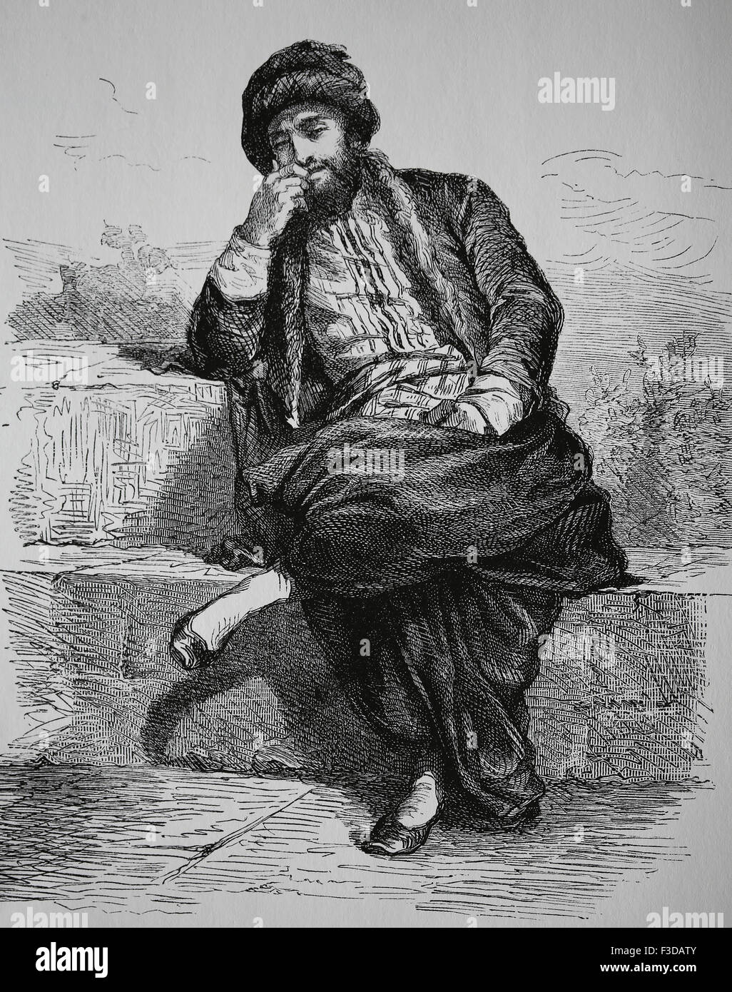 L'Europe. L'homme juif de Thessalonique, en 1880. La gravure. Banque D'Images