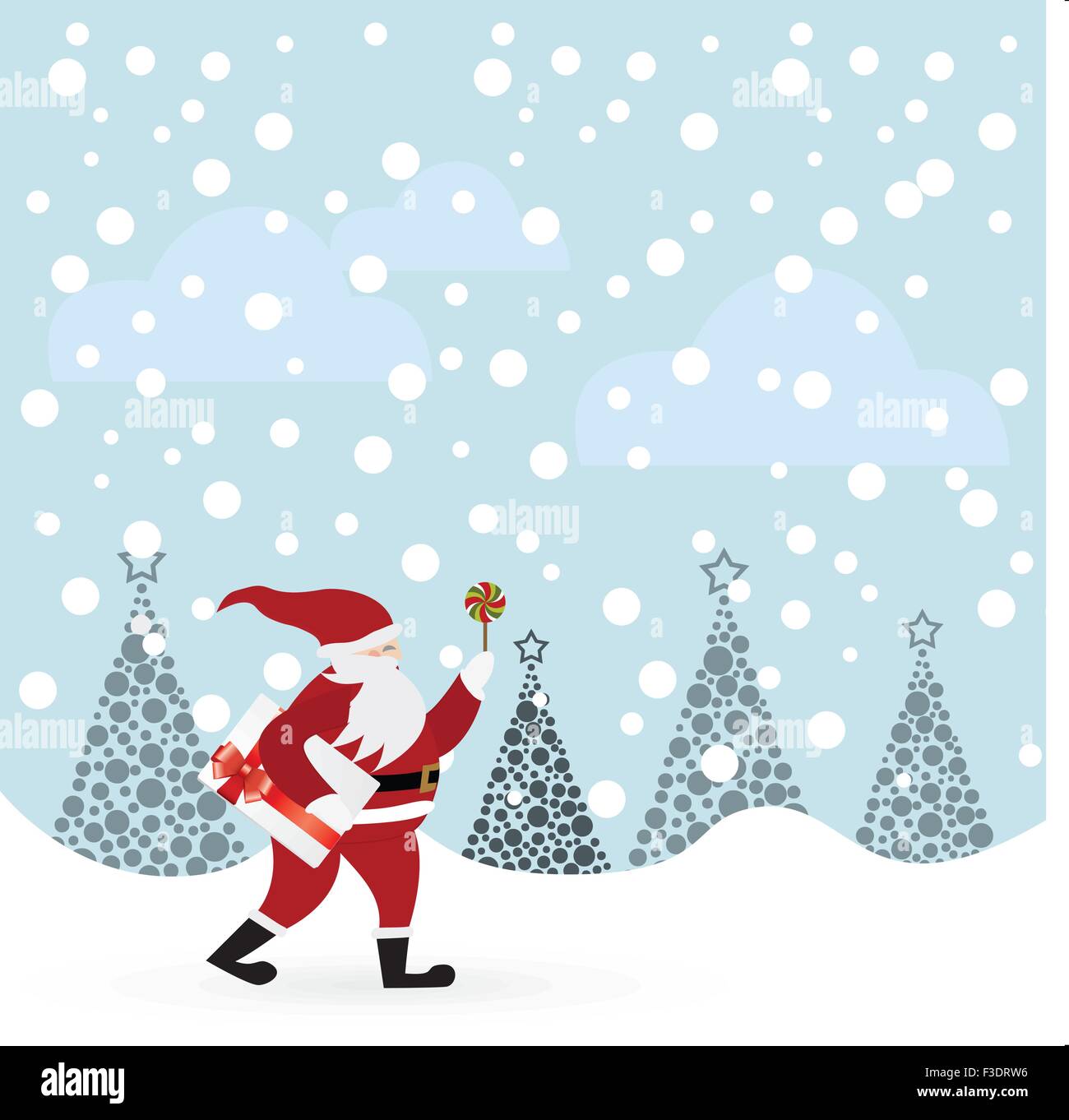 Santa Claus avec une bougie et de l'enveloppe en hiver forêt vector illustration Illustration de Vecteur