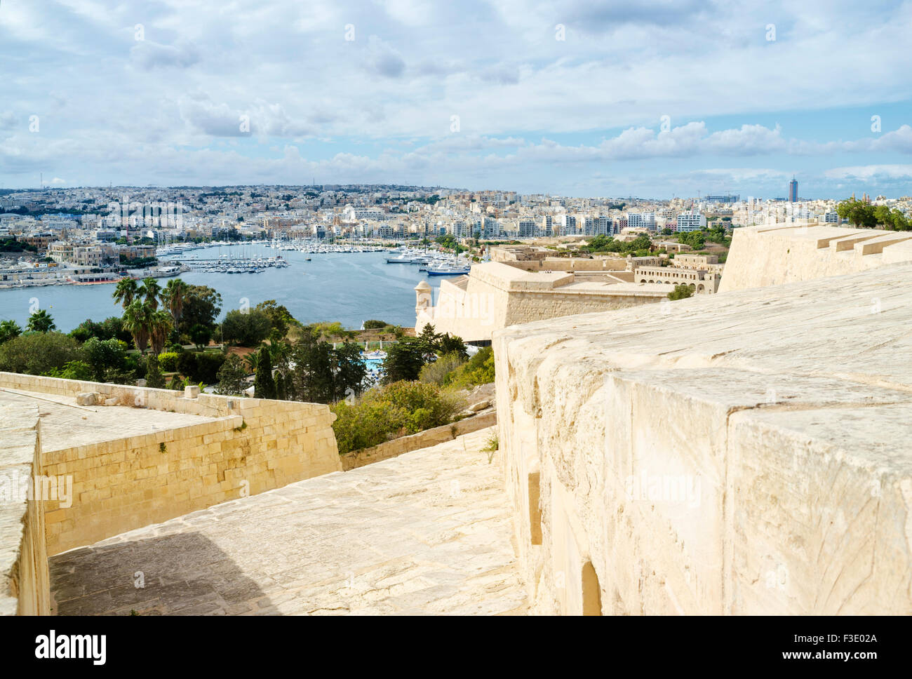 Les murs de la ville de La Valette Banque D'Images