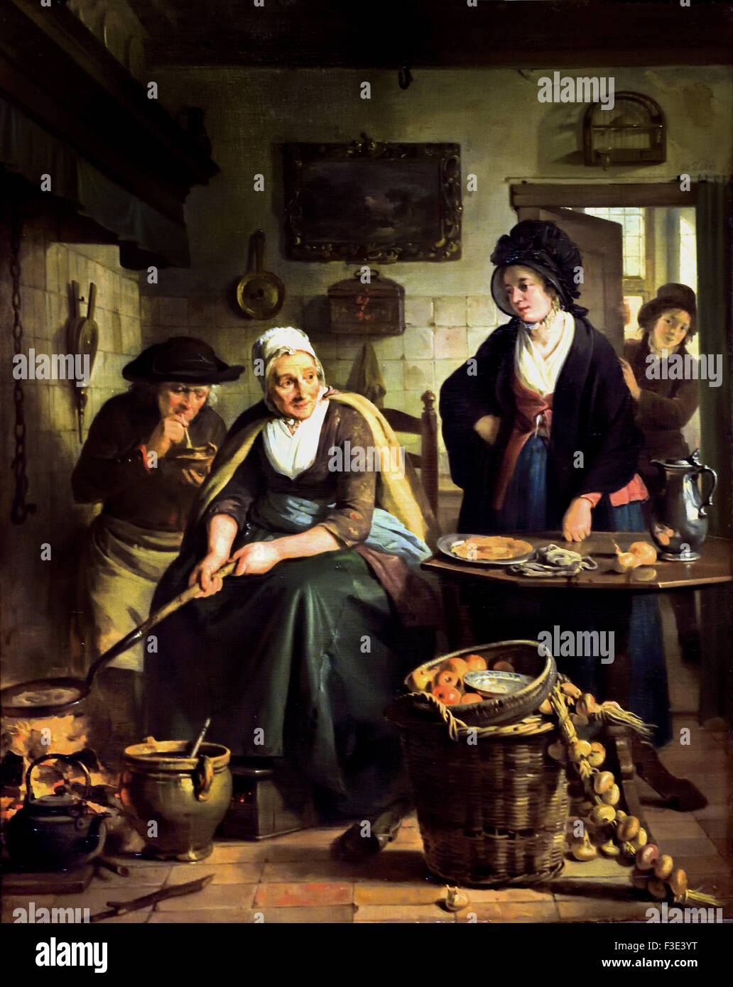 La cuisson des crêpes ( femme ) Amsterdam Herengracht Adriaan de Lelie 1790 - 1810 Adriaan de Lelie 1755 - 1820 Pays-Bas Néerlandais Banque D'Images