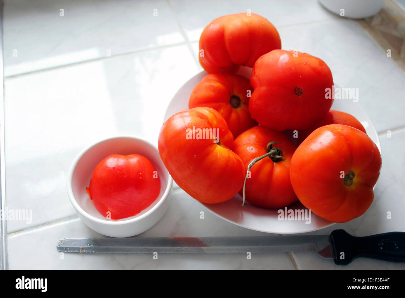 Les tomates 'Marmande' (grand) tomates Beefsteak Banque D'Images