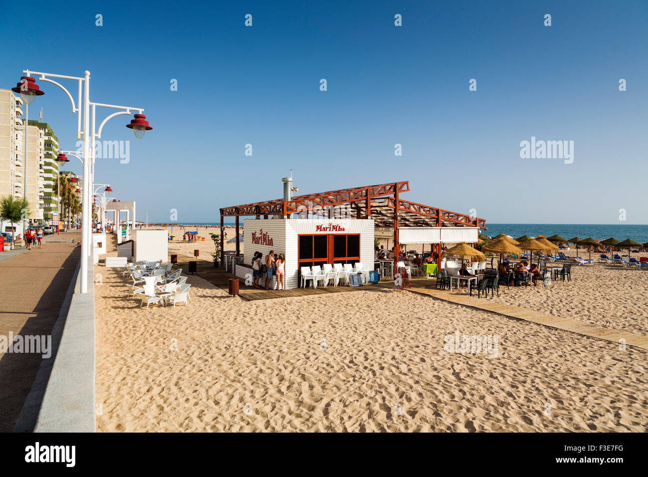 La promenade de la plage Victoria Cadiz Andalousie Espagne Banque D'Images