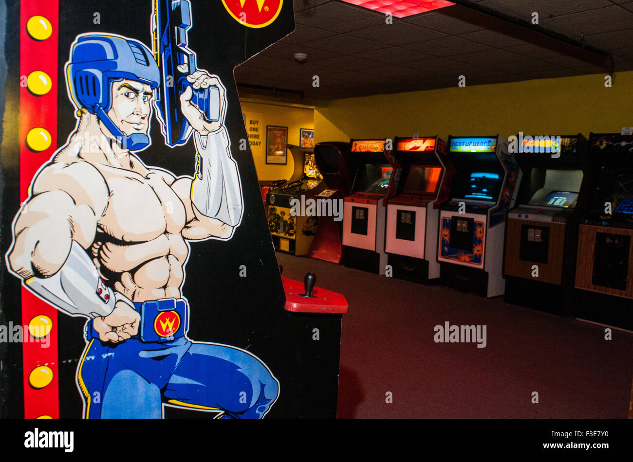 Les jeux vidéos à l'intérieur de l'American Classic Arcade Museum à Laconia, New Hampshire. Banque D'Images