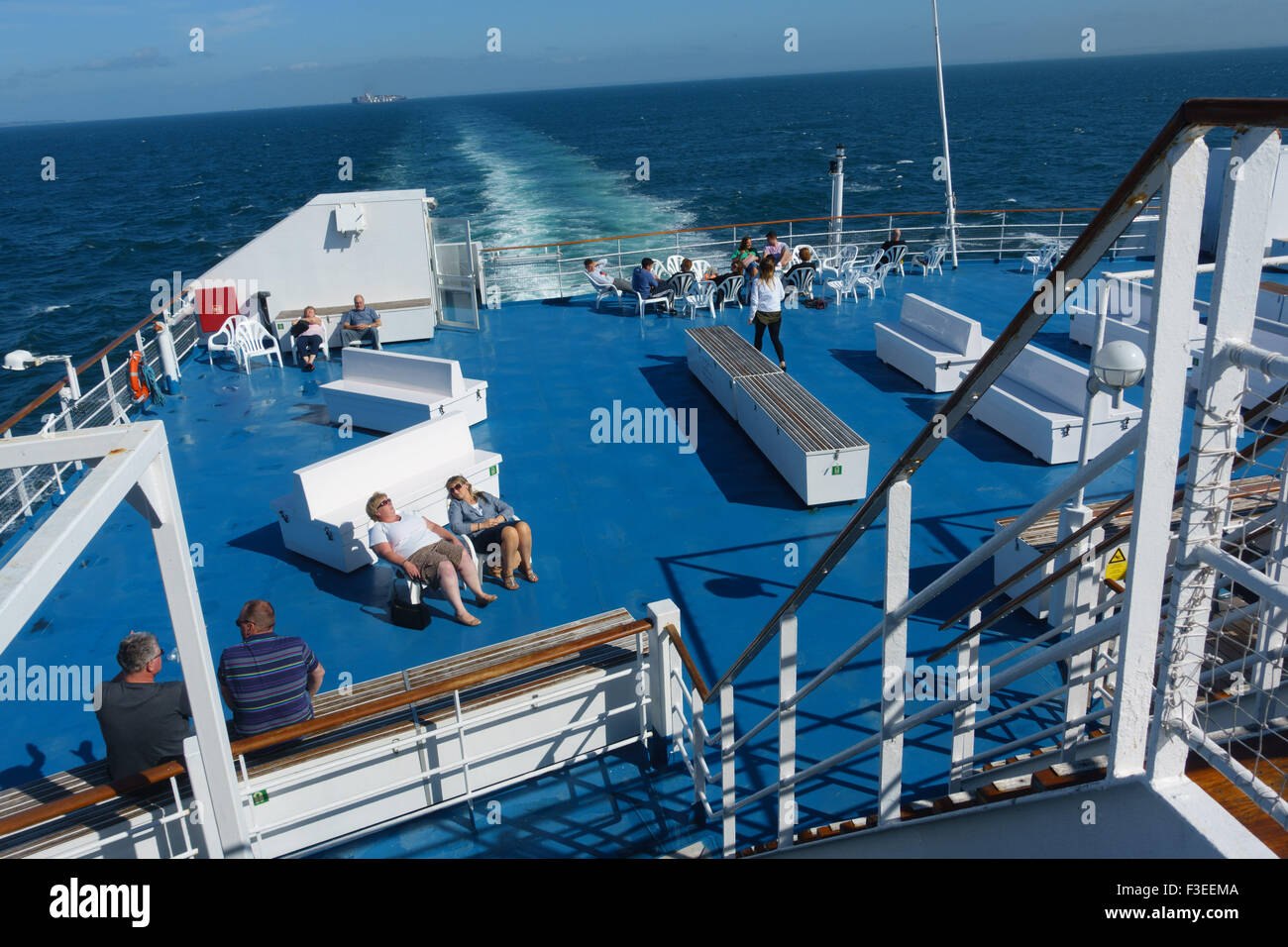 À bord d'un navire de Brittany Ferries traverse la Manche Banque D'Images
